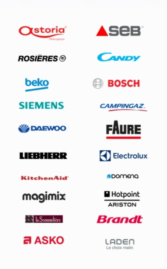 Liste des marques avec laquelle Pulsat TV COM 3000 travaille pour l'électroménager.